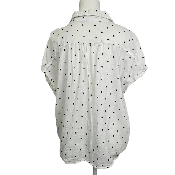 Old Navy Polka Dot Linen Blend Cap Sleeve Button-Down Blouse XL - Picture 3 of 6
